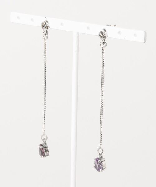 【925 SILVER ACC】天然石アメジストチェーンピアスSV925(OG)（ピアス（両耳用））｜tone（トーン） 6,699円