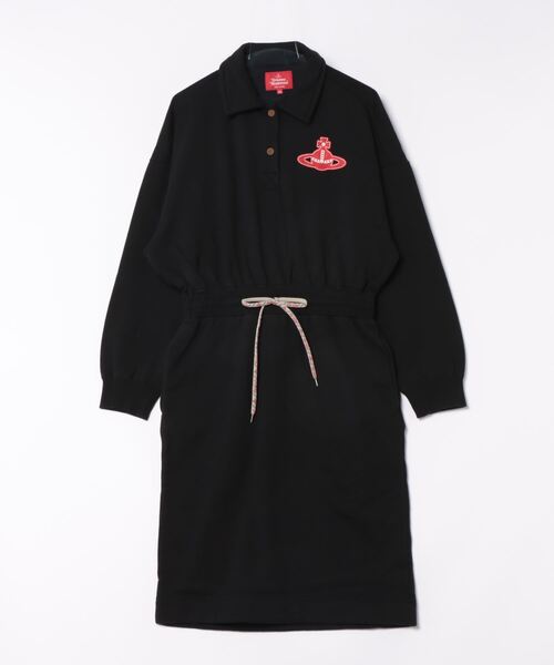 Vivienne Westwood(ヴィヴィアンウエストウッド)の「オーガニックコットン裏毛バーシティ-ウエストリブワンピース(ワンピース・レディース・キナリ/ブラック・FREE)」の2枚目の写真