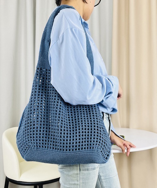 Miniministore（ミニミニストア）の「トートバッグ 編みバッグ ニットバッグ夏（トートバッグ・レディース・ブラウン/グリーン/ピンク/ベージュ/イエロー/ミント/ブラック/アイボリー/ブルー・FREE）」の16枚目の写真