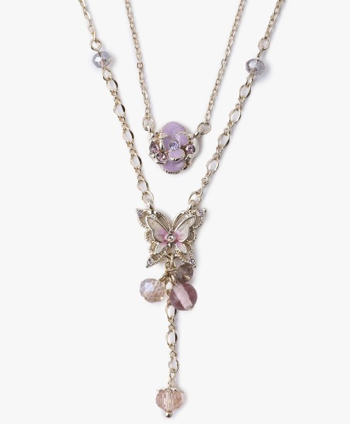蝶 バラモチーフ 2点セットネックレス（ネックレス）｜ANNA SUI