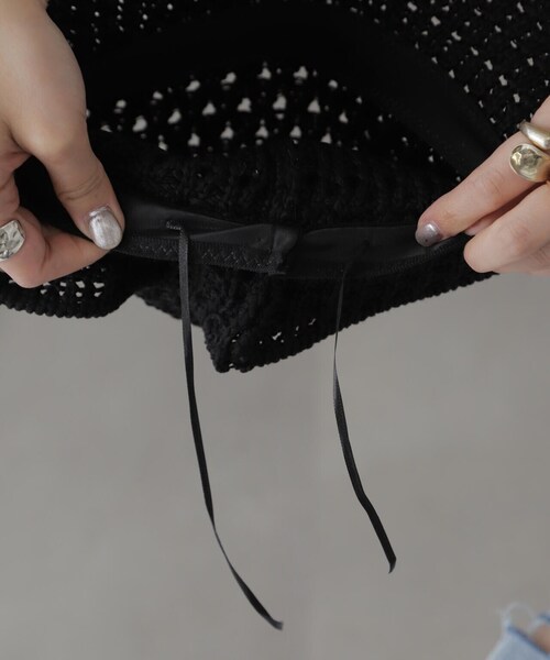 FREE'S MART（フリーズマート）の「クロシェハット（ハット・レディース・ベージュ/ブラック・ﾌﾘ-）」の8枚目の写真