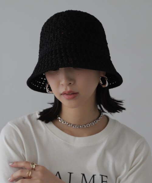 FREE'S MART（フリーズマート）の「クロシェハット（ハット・レディース・ベージュ/ブラック・ﾌﾘ-）」の2枚目の写真