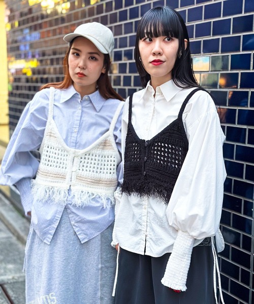 niko and...（ニコアンド）の「[MODE NORM CORE]メッシュフリンジビスチェ（その他トップス・レディース・アイボリー/ブラック/ネイビー・FREE）」の6枚目の写真