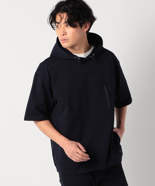 Grand PARK（グランドパーク）の「圧縮マイクロカノコ半袖パーカー（パーカー・メンズ・ホワイト/ネイビー/ブラック・MEDIUM/LARGE/X-LARGE）」の3枚目の写真