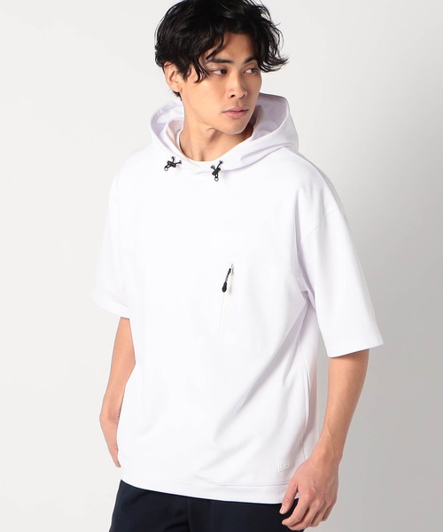 Grand PARK（グランドパーク）の「圧縮マイクロカノコ半袖パーカー（パーカー・メンズ・ホワイト/ネイビー/ブラック・MEDIUM/LARGE/X-LARGE）」の2枚目の写真