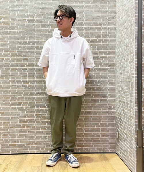 Grand PARK（グランドパーク）の「圧縮マイクロカノコ半袖パーカー（パーカー・メンズ・ホワイト/ネイビー/ブラック・MEDIUM/LARGE/X-LARGE）」の17枚目の写真