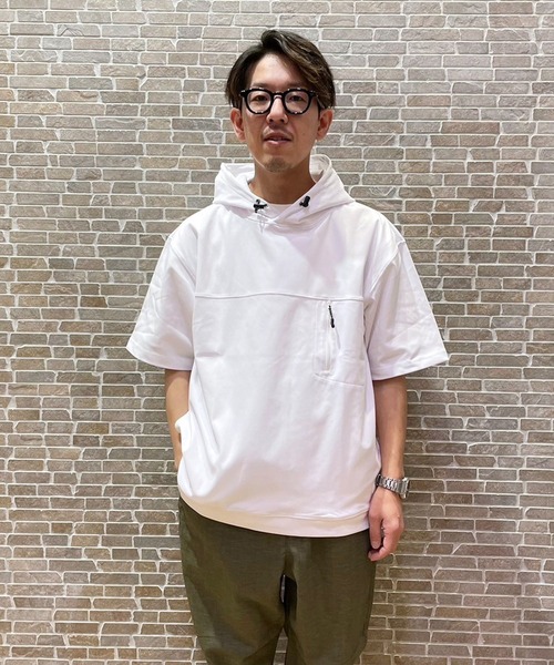 Grand PARK（グランドパーク）の「圧縮マイクロカノコ半袖パーカー（パーカー・メンズ・ホワイト/ネイビー/ブラック・MEDIUM/LARGE/X-LARGE）」の18枚目の写真