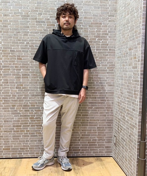 Grand PARK（グランドパーク）の「圧縮マイクロカノコ半袖パーカー（パーカー・メンズ・ホワイト/ネイビー/ブラック・MEDIUM/LARGE/X-LARGE）」の20枚目の写真