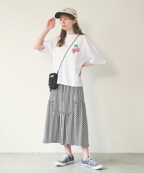 MILKFED.（ミルクフェド）の「着心地もデザインにもこだわった一枚。MELT CHERRY WIDE S/S TEE（Tシャツ/カットソー・レディース・ブラック/ライトピンク/ライトブルー/ホワイト・M/L）」の21枚目の写真