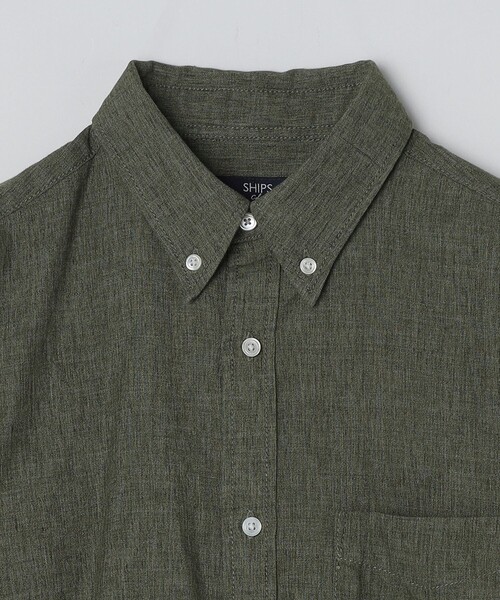 【セール】SHIPS Colors:コットンリネン COOLMAX ボタンダウン シャツ（シャツ/ブラウス）｜SHIPS Colors（シップス カラーズ）