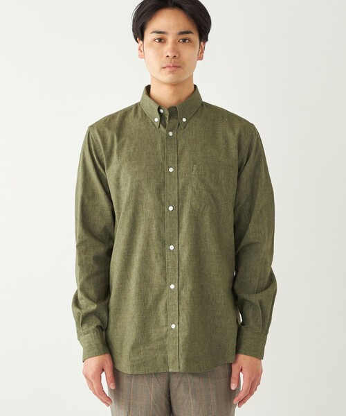 【セール】SHIPS Colors:コットンリネン COOLMAX ボタンダウン シャツ（シャツ/ブラウス）｜SHIPS Colors（シップス カラーズ）