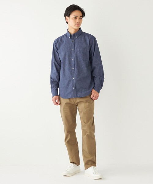 【セール】SHIPS Colors:コットンリネン COOLMAX ボタンダウン シャツ（シャツ/ブラウス）｜SHIPS Colors（シップス カラーズ）