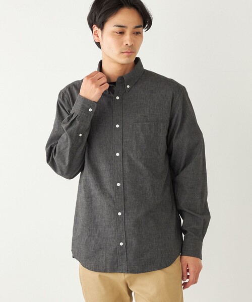 【セール】SHIPS Colors:コットンリネン COOLMAX ボタンダウン シャツ（シャツ/ブラウス）｜SHIPS Colors（シップス カラーズ）