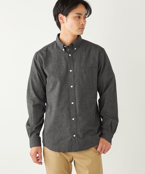 【セール】SHIPS Colors:コットンリネン COOLMAX ボタンダウン シャツ（シャツ/ブラウス）｜SHIPS Colors（シップス カラーズ）