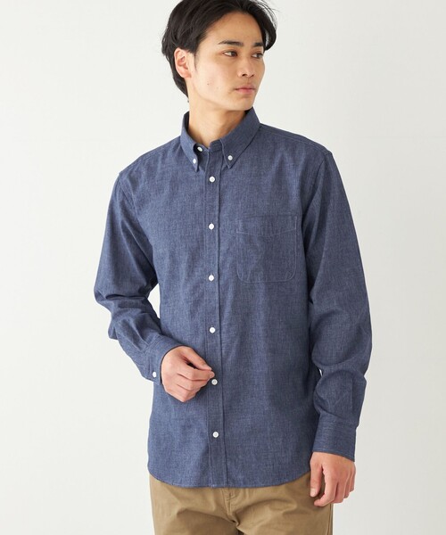 【セール】SHIPS Colors:コットンリネン COOLMAX ボタンダウン シャツ（シャツ/ブラウス）｜SHIPS Colors（シップス カラーズ）