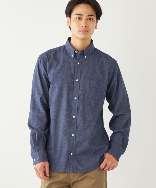 【セール】SHIPS Colors:コットンリネン COOLMAX ボタンダウン シャツ（シャツ/ブラウス）｜SHIPS Colors（シップス カラーズ）