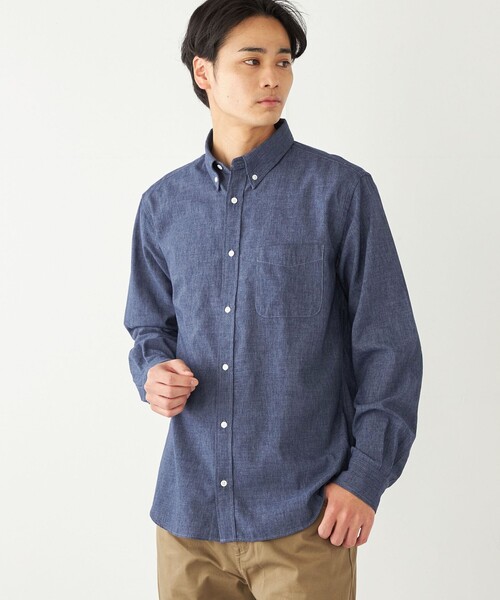 【セール】SHIPS Colors:コットンリネン COOLMAX ボタンダウン シャツ（シャツ/ブラウス）｜SHIPS Colors（シップス カラーズ）