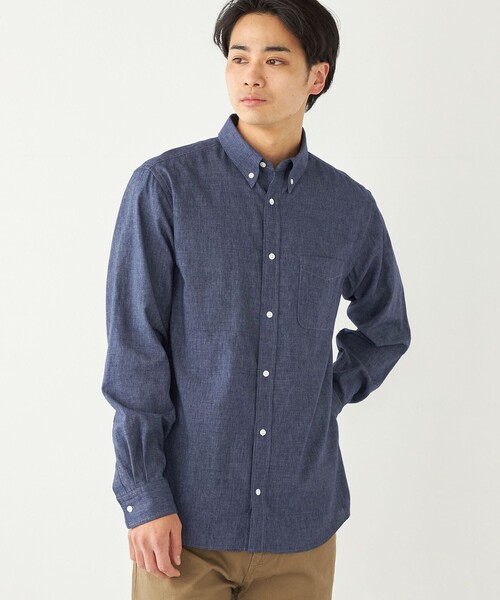【セール】SHIPS Colors:コットンリネン COOLMAX ボタンダウン シャツ（シャツ/ブラウス）｜SHIPS Colors（シップス カラーズ）