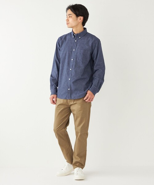 【セール】SHIPS Colors:コットンリネン COOLMAX ボタンダウン シャツ（シャツ/ブラウス）｜SHIPS Colors（シップス カラーズ）