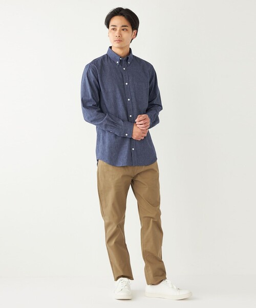 【セール】SHIPS Colors:コットンリネン COOLMAX ボタンダウン シャツ（シャツ/ブラウス）｜SHIPS Colors（シップス カラーズ）