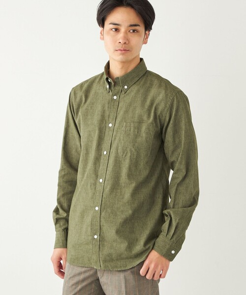 【セール】SHIPS Colors:コットンリネン COOLMAX ボタンダウン シャツ（シャツ/ブラウス）｜SHIPS Colors（シップス カラーズ）