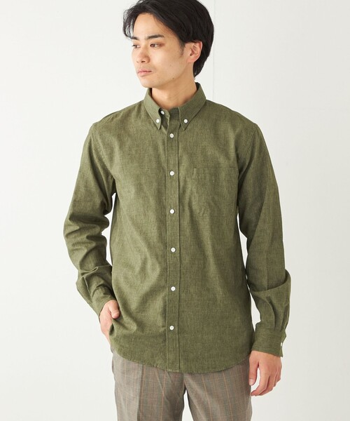 【セール】SHIPS Colors:コットンリネン COOLMAX ボタンダウン シャツ（シャツ/ブラウス）｜SHIPS Colors（シップス カラーズ）