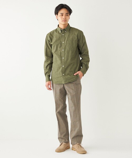 【セール】SHIPS Colors:コットンリネン COOLMAX ボタンダウン シャツ（シャツ/ブラウス）｜SHIPS Colors（シップス カラーズ）