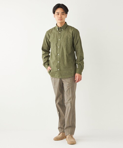 【セール】SHIPS Colors:コットンリネン COOLMAX ボタンダウン シャツ（シャツ/ブラウス）｜SHIPS Colors（シップス カラーズ）