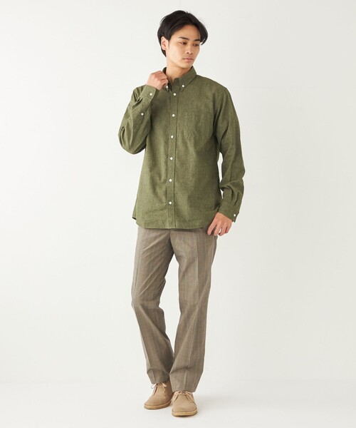 【セール】SHIPS Colors:コットンリネン COOLMAX ボタンダウン シャツ（シャツ/ブラウス）｜SHIPS Colors（シップス カラーズ）