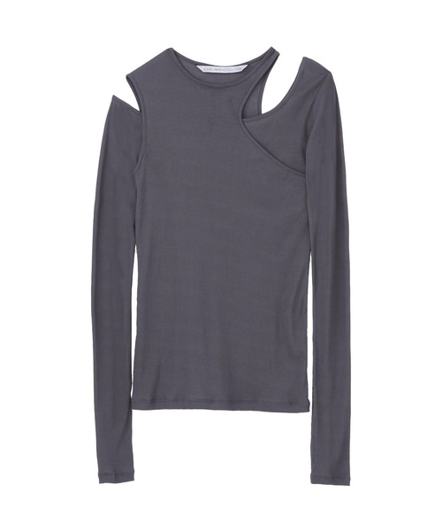 JOHN LAWRENCE SULLIVAN(ジョンローレンスサリバン)の「RIB LAYERED ASYMMETRY TOP(Tシャツ/カットソー・レディース・ブラック/グレー/ベージュ・ONE SIZE)」の3枚目の写真