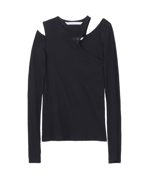 JOHN LAWRENCE SULLIVAN(ジョンローレンスサリバン)の「RIB LAYERED ASYMMETRY TOP(Tシャツ/カットソー・レディース・ブラック/グレー/ベージュ・ONE SIZE)」の2枚目の写真