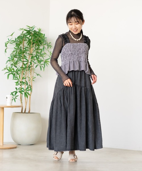 Os accessory（オズアクセサリー）の「【Os】ーオズー　フリルショルダービスチェ（キャミソール・レディース・ブルー/ブラック・FREE）」の15枚目の写真