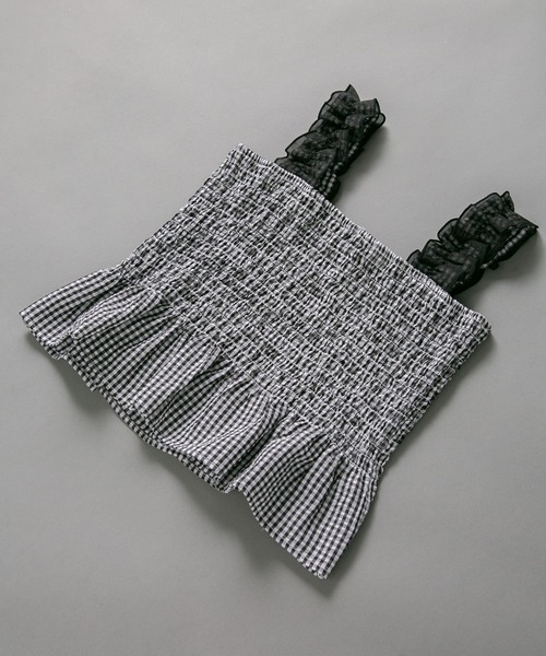Os accessory（オズアクセサリー）の「【Os】ーオズー　フリルショルダービスチェ（キャミソール・レディース・ブルー/ブラック・FREE）」の7枚目の写真