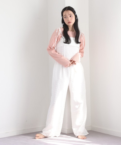 one after another NICE CLAUP（ワンアフターアナザーナイスクラップ）の「【flower collection】フラワーサロペット（サロペット/オーバーオール・レディース・ホワイト系その他/オフホワイト/ピンク・FREE）」の15枚目の写真