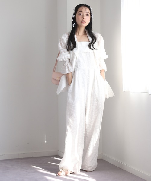 one after another NICE CLAUP（ワンアフターアナザーナイスクラップ）の「【flower collection】フラワーサロペット（サロペット/オーバーオール・レディース・ホワイト系その他/オフホワイト/ピンク・FREE）」の7枚目の写真