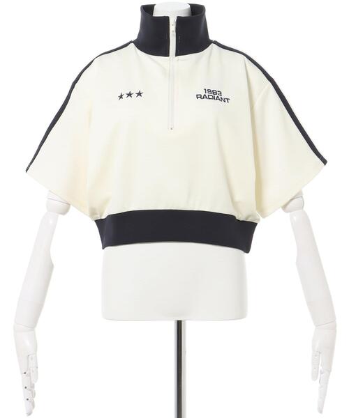 INGNI（イング）の「ハーフZIPショート半袖ジャージ（その他トップス・レディース・アイボリー/ブラック・M）」の3枚目の写真