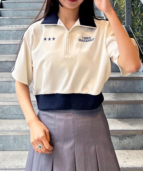 INGNI（イング）の「ハーフZIPショート半袖ジャージ（その他トップス・レディース・アイボリー/ブラック・M）」の12枚目の写真