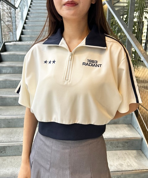 INGNI（イング）の「ハーフZIPショート半袖ジャージ（その他トップス・レディース・アイボリー/ブラック・M）」の20枚目の写真