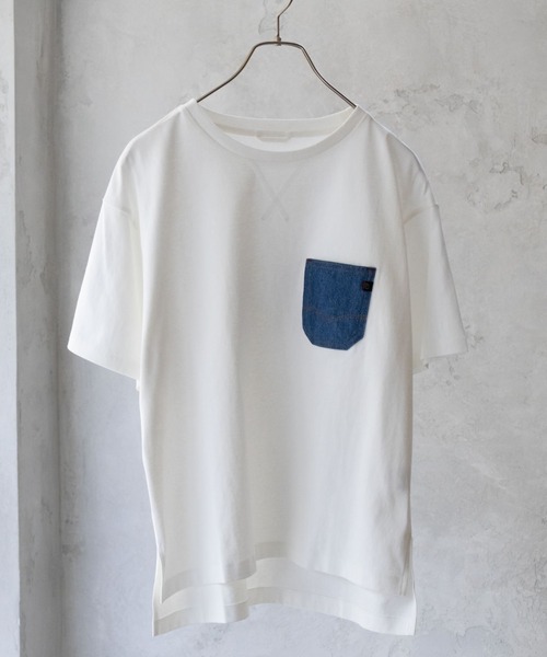 EDWIN（エドウィン）の「C17 DENIM POCKET TEE Cotton100（Tシャツ/カットソー・レディース・ホワイト系その他/ホワイト/ブラック・L/M）」の2枚目の写真