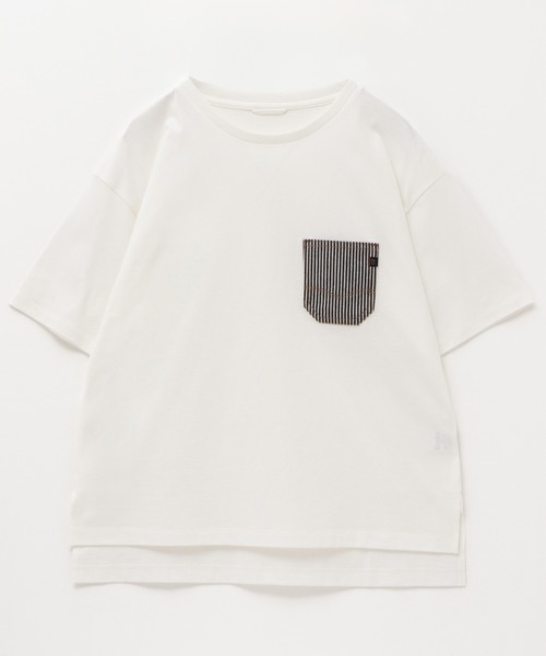 EDWIN（エドウィン）の「C17 DENIM POCKET TEE Cotton100（Tシャツ/カットソー・レディース・ホワイト系その他/ホワイト/ブラック・L/M）」の5枚目の写真