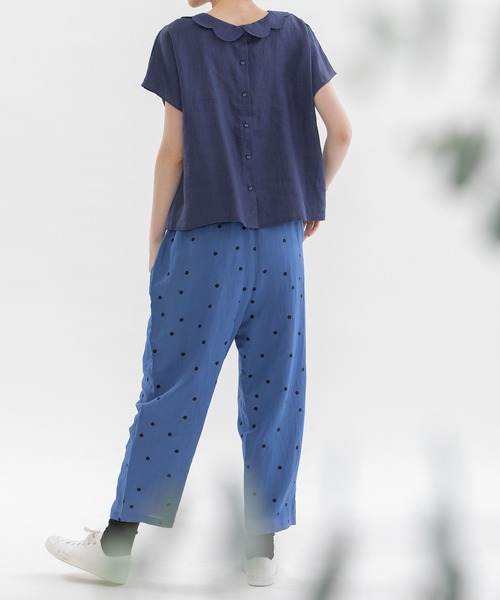 nop de nod（ノップドゥノッド）の「レーヨンリネンPolka タックパンツ（その他パンツ・レディース・ブラック/ブルー/アイボリー・3）」の5枚目の写真