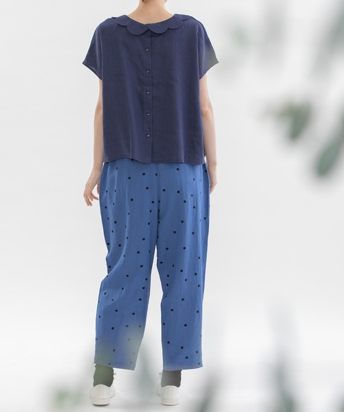 nop de nod（ノップドゥノッド）の「レーヨンリネンPolka タックパンツ（その他パンツ・レディース・ブラック/ブルー/アイボリー・3）」の6枚目の写真