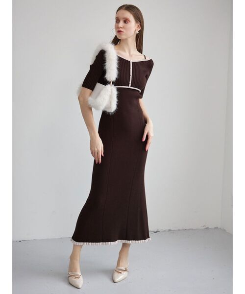 MERCURYDUO（マーキュリーデュオ）の「2WAYファーバッグ　トリミングショルダー（ショルダーバッグ・レディース・アイボリー/ブラウン・FREE）」の4枚目の写真