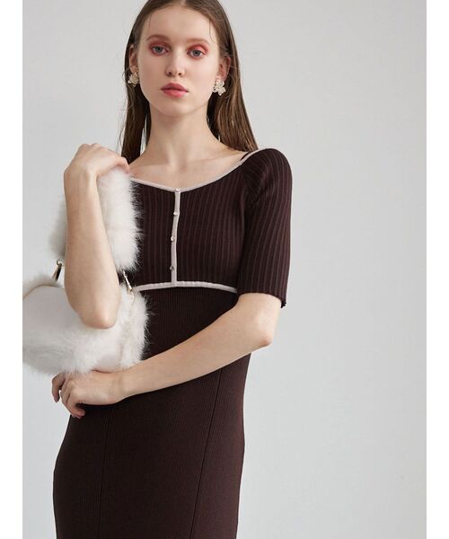 MERCURYDUO（マーキュリーデュオ）の「2WAYファーバッグ　トリミングショルダー（ショルダーバッグ・レディース・アイボリー/ブラウン・FREE）」の5枚目の写真