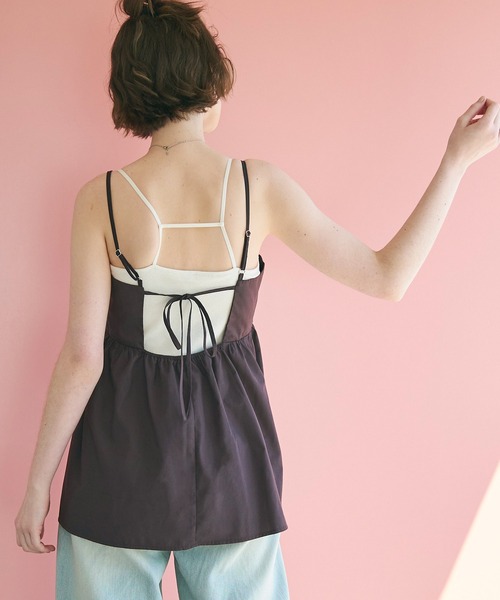 coca（coca）（コカ）の「バックリボンギャザーキャミチュニック（キャミソール・レディース・ブラック/ブラウン・L/M）」の17枚目の写真