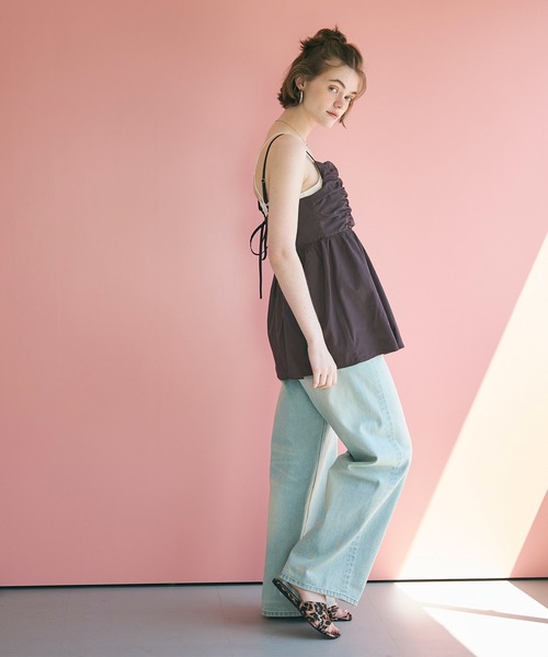 coca（coca）（コカ）の「バックリボンギャザーキャミチュニック（キャミソール・レディース・ブラック/ブラウン・L/M）」の18枚目の写真