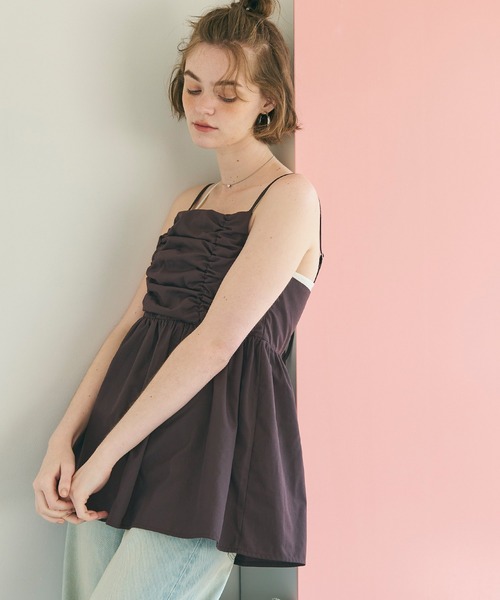 coca（coca）（コカ）の「バックリボンギャザーキャミチュニック（キャミソール・レディース・ブラック/ブラウン・L/M）」の8枚目の写真