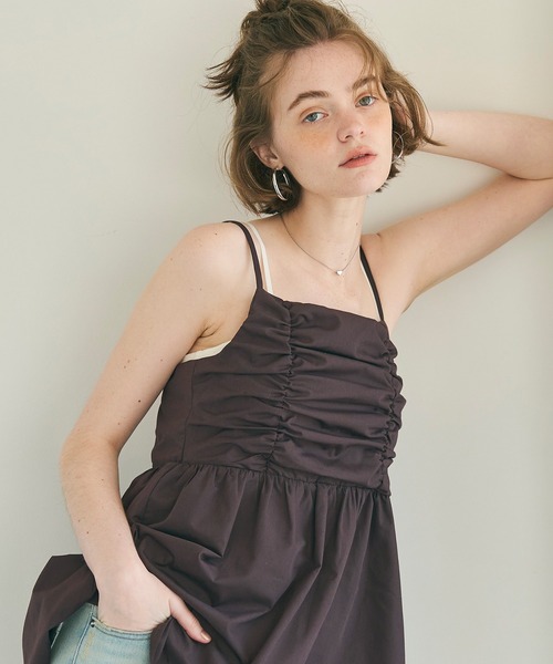 coca（coca）（コカ）の「バックリボンギャザーキャミチュニック（キャミソール・レディース・ブラック/ブラウン・L/M）」の15枚目の写真