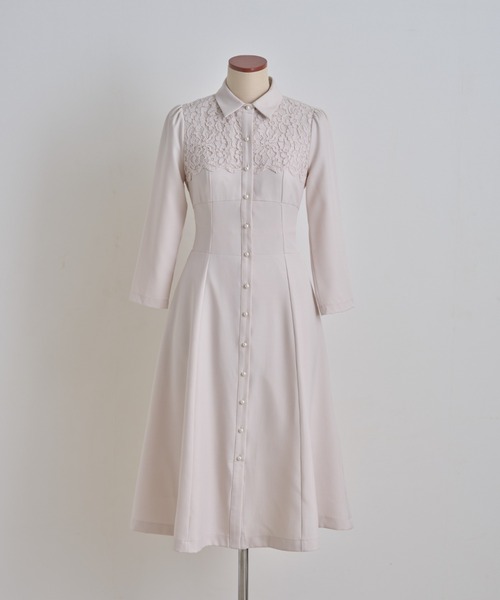 tocco closet(トッコ クローゼット)の「ヨークレース切り替えバックレースアップシャツワンピース(ワンピース・レディース・ブラック/ベージュ/ネイビー/ピンク・M)」の12枚目の写真