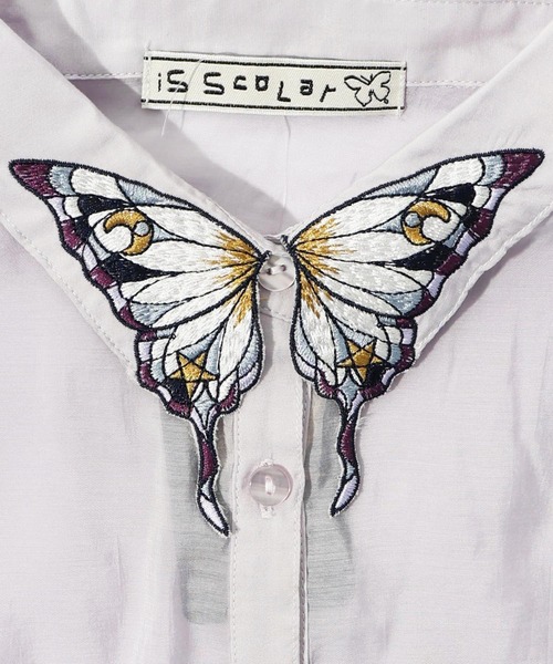 iS ScoLar（イズスカラー）の「542202：シャーリングドットor無地 シアーシャツ（シャツ/ブラウス・レディース・パープル/ネイビー/ブラック/アイボリー・M）」の10枚目の写真